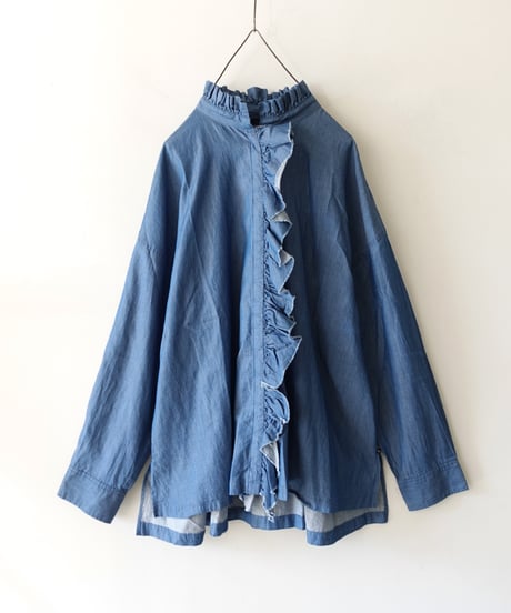 i c h i  260404 Denim 2way Frill Shirt / 2 COLORS