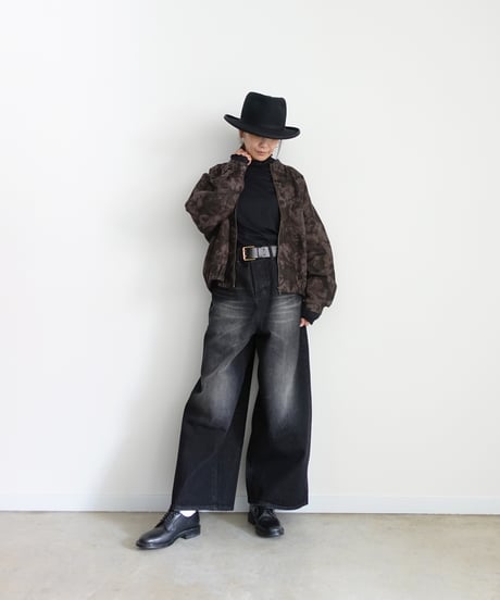 i c h i  230430  DENIM Wide Pants / D : BLACK・2 size