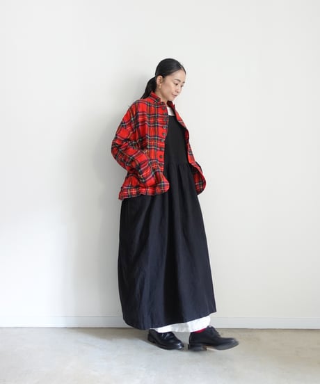 ichiAntiquités  1200323 Cotton Wool RED Tartan Jacket / A : RED