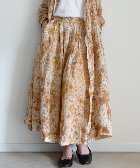 ichiAntiquités 800335  Natural dyed Linen Gather Skirt / 2 COLORS