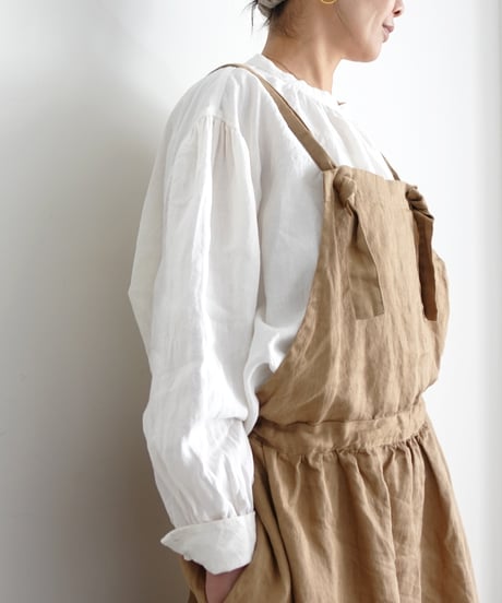 【 LIMITED COLLECTION 】Antiquités noir  1000411 Vintage Linen Apron Dress / A : BEIGE