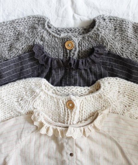 ichiAntiquités 1200315 Pin Stripe 2way Frill Shirt / 2 COLORS