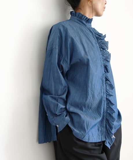 i c h i  260404 Denim 2way Frill Shirt / 2 COLORS