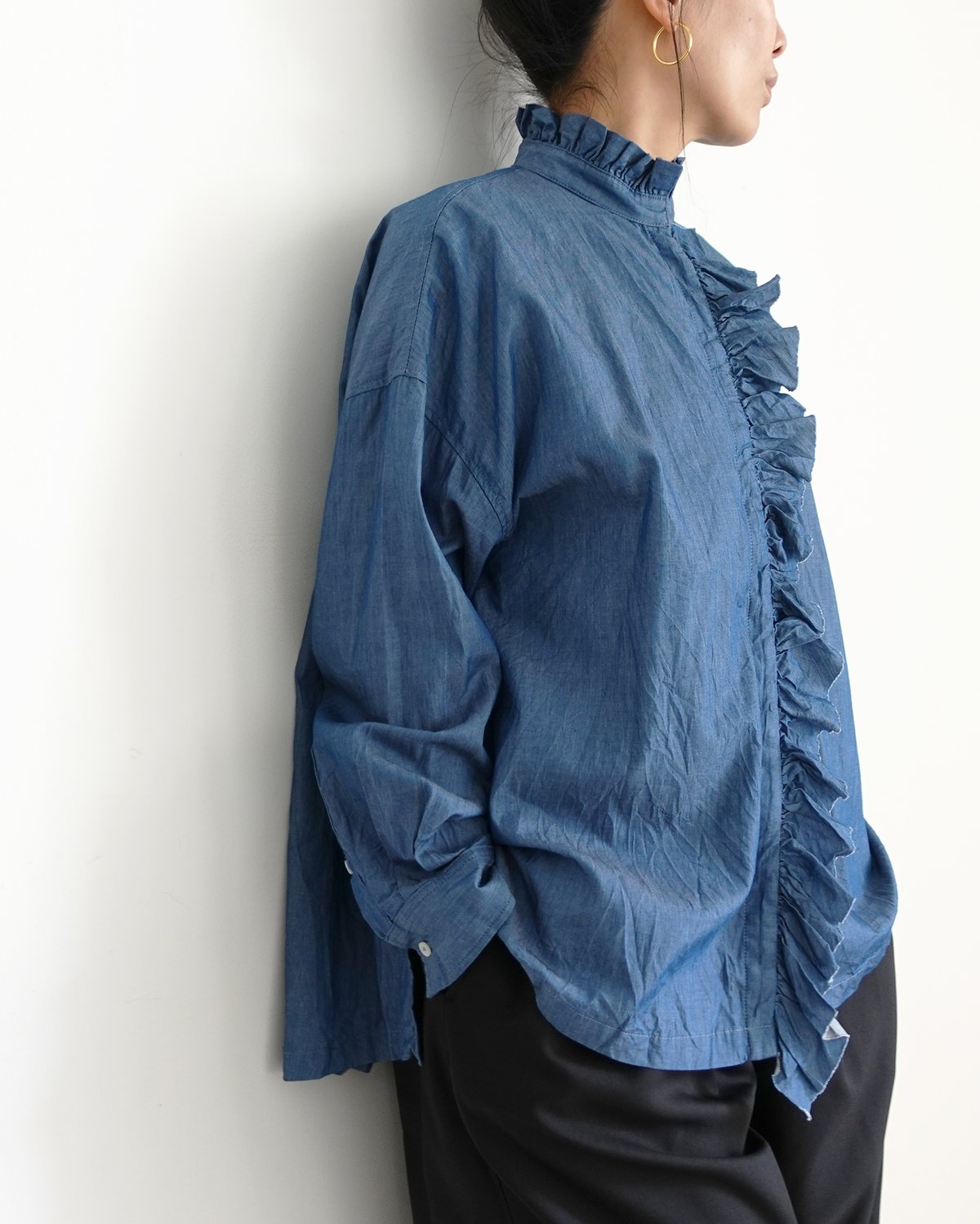 ichi☆an☆⭐️ i c h i 260404 Denim 2way Frill Shirt / 2 COLO