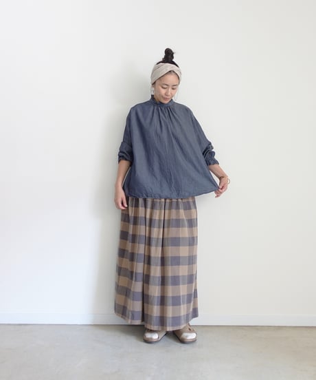 i c h i  260403 Denim 2way Frill Blouse / 2 COLORS