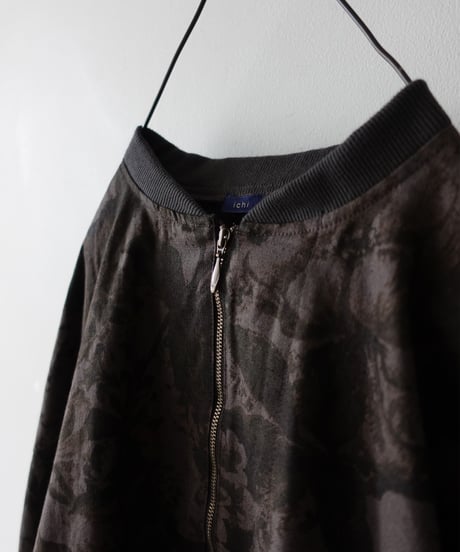 i c h i  260519 Flower Print Zip Blouson / C : BROWN