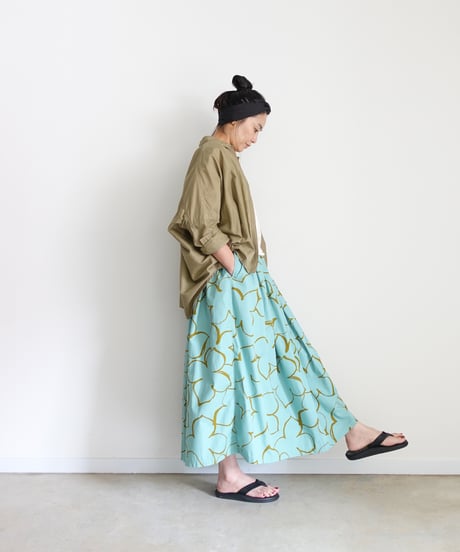 i c h i  251226  Flower Print Skirt / B : GREEN