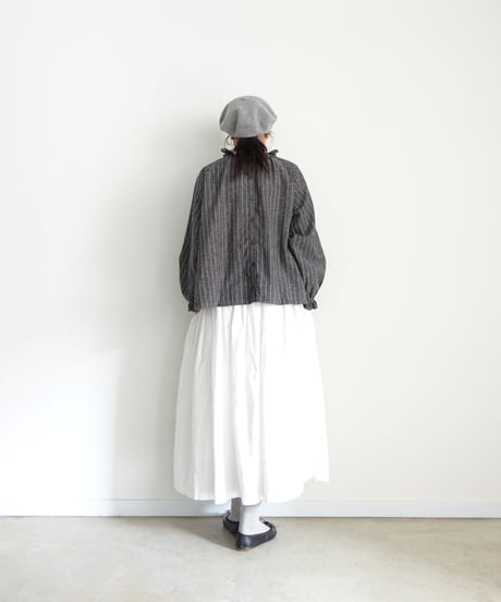 ichiAntiquités 1200315 Pin Stripe 2way Frill Shirt / 2 COLORS