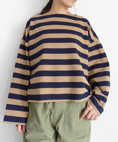 i c h i 260445 Wide Sleeve Border Pullover / 3 COLORS