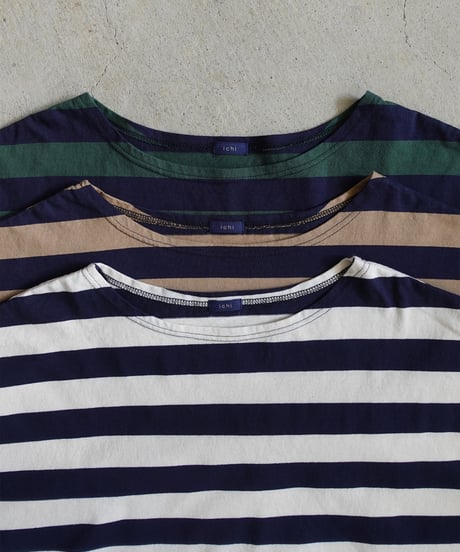 i c h i 260445 Wide Sleeve Border Pullover / 3 COLORS