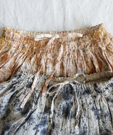 ichiAntiquités 800335  Natural dyed Linen Gather Skirt / 2 COLORS