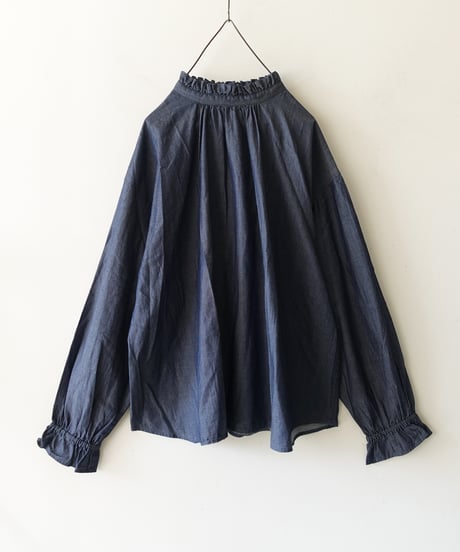 i c h i  260403 Denim 2way Frill Blouse / 2 COLORS