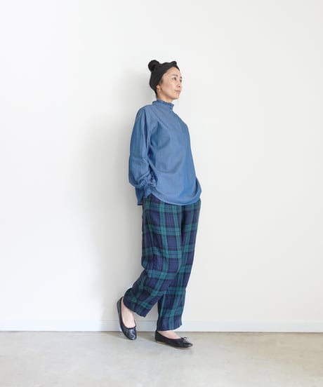 i c h i  260403 Denim 2way Frill Blouse / 2 COLORS