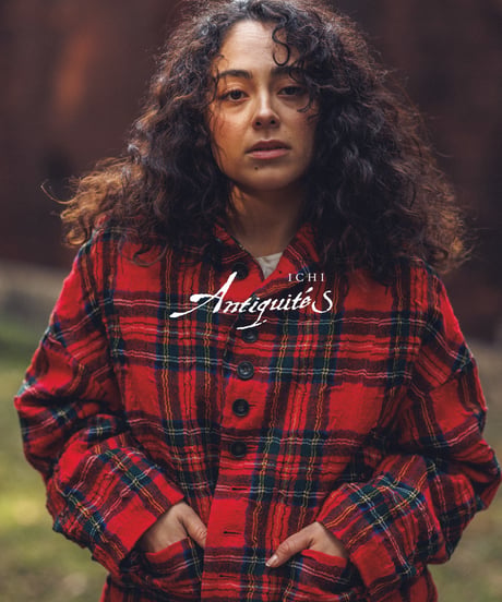 ichiAntiquités  1200323 Cotton Wool RED Tartan Jacket / A : RED