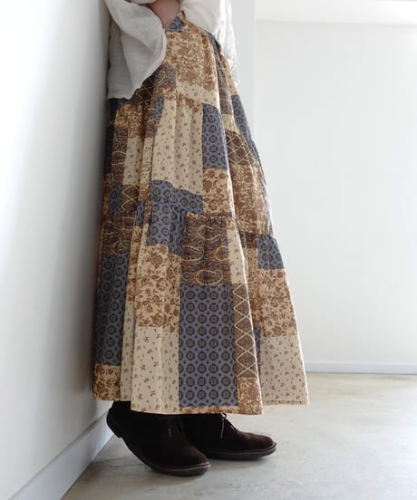 i c h i 241135 Vintage Patchwork Print Skirt / A : Vintage Patchwork