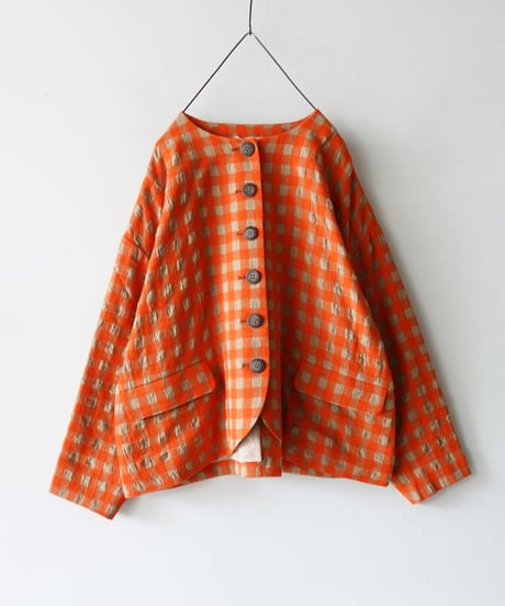 ichiAntiquités 1200318 Cotton Wool Gingham Check Jacket / 3 COLORS