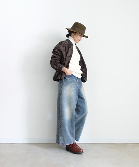 i c h i  260519 Flower Print Zip Blouson / C : BROWN