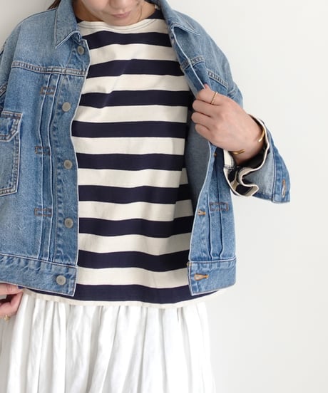 i c h i 260445 Wide Sleeve Border Pullover / 3 COLORS