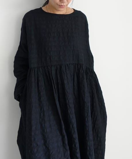 ichiAntiquités 1101109 Linen Cotton Gingham Check Dress / 2 COLORS