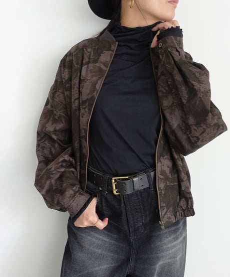 i c h i  260519 Flower Print Zip Blouson / C : BROWN