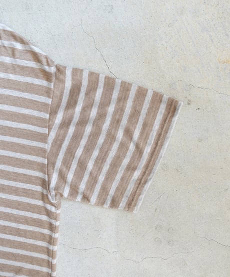 ichiAntiquités 1101147 Linen Border Loose T-shirt / 2 COLORS