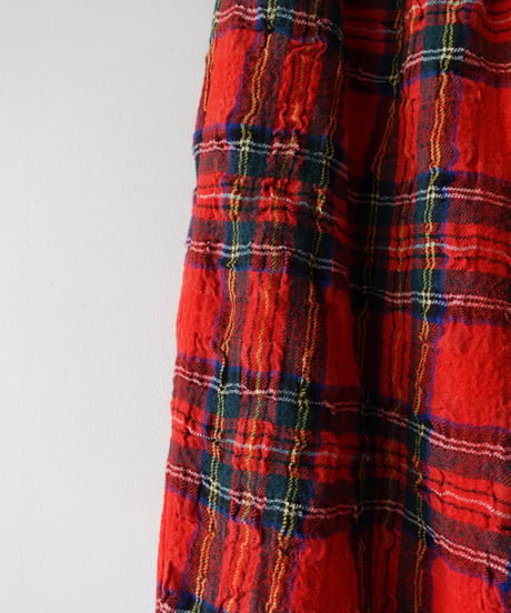 ichiAntiquités  1200324 Cotton Wool RED Tartan Relax Pants / A : RED