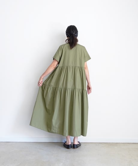 i c h i 260107 Cotton Broadcloth Tiered Dress / D : OLIVE