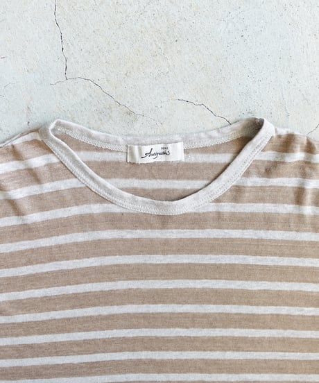 ichiAntiquités 1101147 Linen Border Loose T-shirt / 2 COLORS