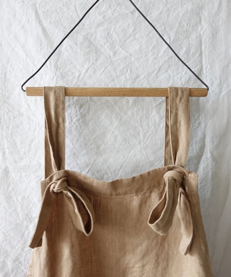 【 LIMITED COLLECTION 】Antiquités noir  1000411 Vintage Linen Apron Dress / A : BEIGE