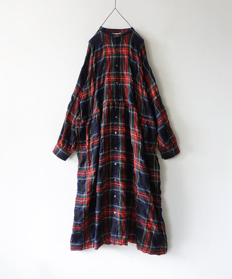 【ONLINE LIMITED】ichiAntiquités 1200325 Cotton Wool BLACK Tartan Dress / B : BLACK