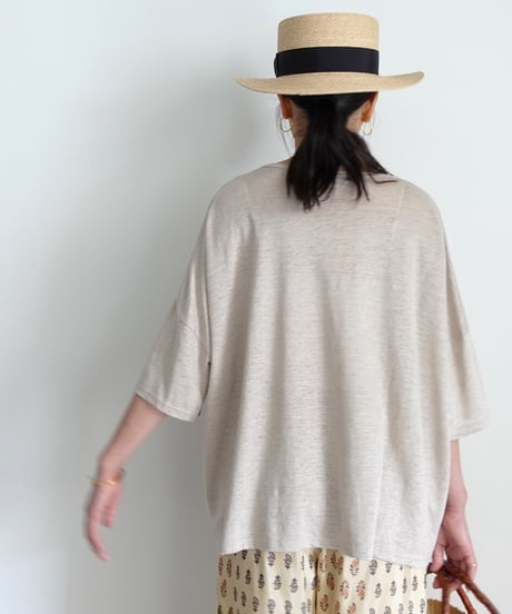 ichiAntiquités 1100956 Linen Loose T-shirt / 3 COLORS
