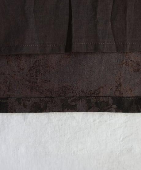 i c h i  260520 Cotton Linen Flower Print Skirt / C : BROWN