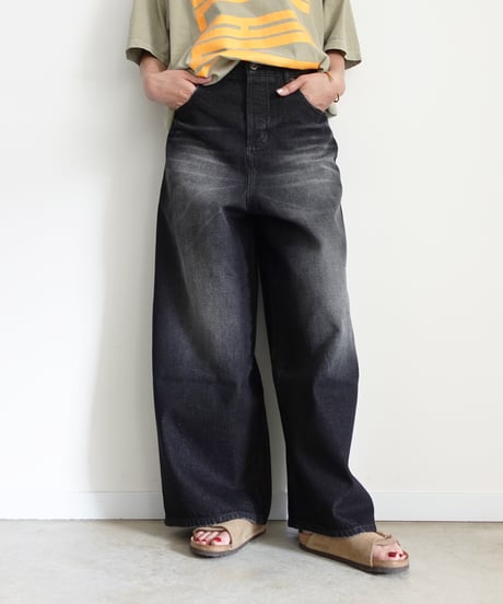 i c h i  230430  DENIM Wide Pants / D : BLACK・2 size