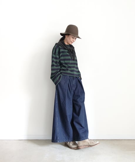 i c h i 260445 Wide Sleeve Border Pullover / 3 COLORS