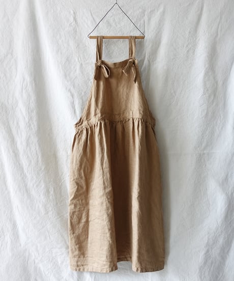 【 LIMITED COLLECTION 】Antiquités noir  1000411 Vintage Linen Apron Dress / A : BEIGE