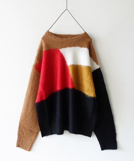 i c h i  260452 Color Panel Knit Pullover / 2 COLORS