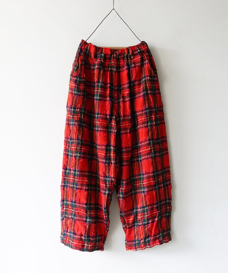 ichiAntiquités  1200324 Cotton Wool RED Tartan Relax Pants / A : RED