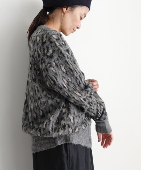 i c h i  260451  Shaggy Leopard Knit Cardigan / 2 COLORS