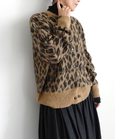 i c h i  260451  Shaggy Leopard Knit Cardigan / 2 COLORS