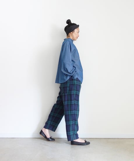 i c h i  260403 Denim 2way Frill Blouse / 2 COLORS
