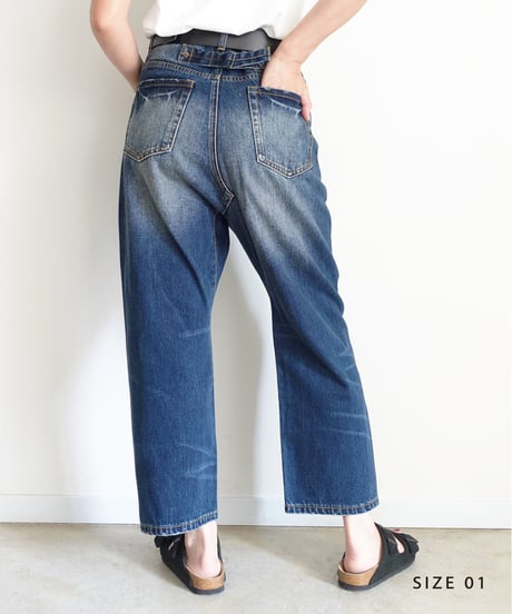 i c h i  241230 Denim Sarrouel Pants / B : DARK・2 SIZE