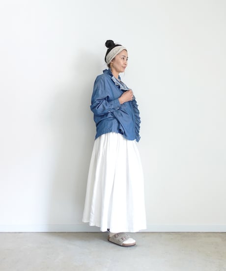 i c h i  260404 Denim 2way Frill Shirt / 2 COLORS