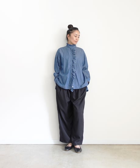 i c h i  260404 Denim 2way Frill Shirt / 2 COLORS