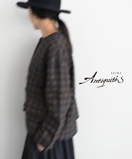 ichiAntiquités 1200318 Cotton Wool Gingham Check Jacket / 3 COLORS