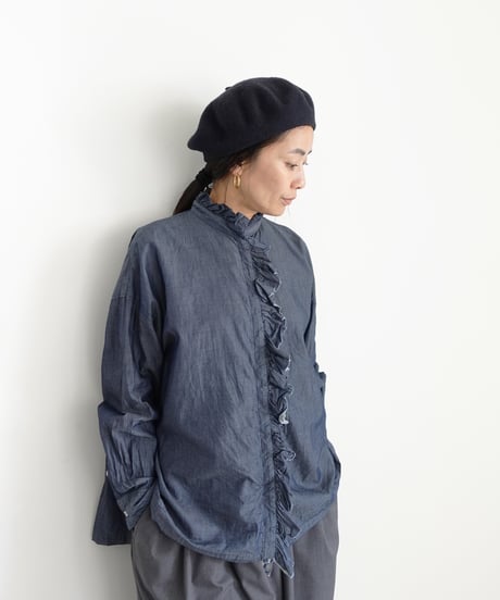 i c h i  260404 Denim 2way Frill Shirt / 2 COLORS