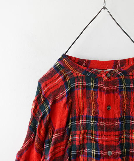 ichiAntiquités 1200325 Cotton Wool RED Tartan Dress / A : RED
