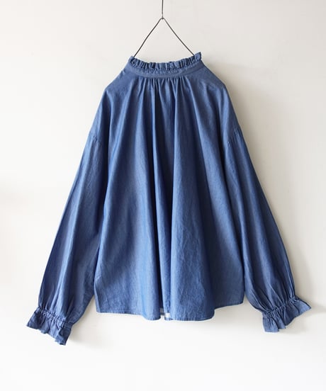 i c h i  260403 Denim 2way Frill Blouse / 2 COLORS