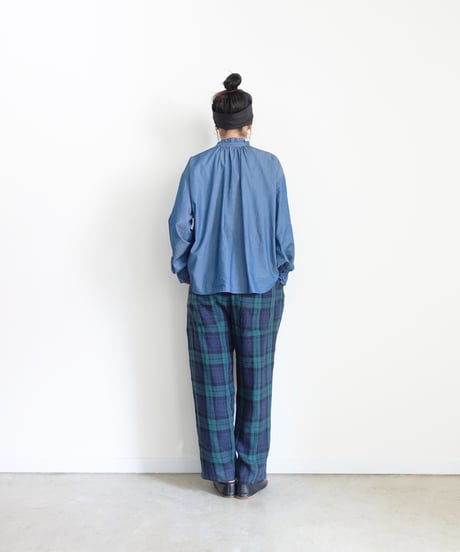 i c h i  260403 Denim 2way Frill Blouse / 2 COLORS