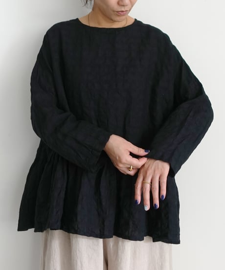 ichiAntiquités 1101107 Linen Cotton Gingham Check Pullover / 3 COLORS