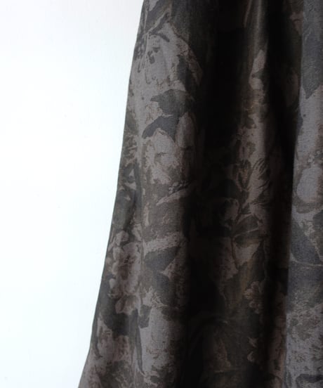 i c h i  260520 Cotton Linen Flower Print Skirt / C : BROWN